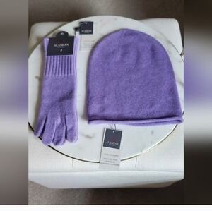 Alashan100% Cashmere Beanie and Gloves Set Lilac